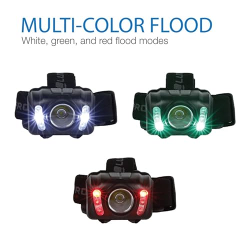 LUXPRO LP345V2 LED Headlamp - Bright 300 Lumen Head Lamp for Outdoors, Camping & Hiking - 6 Light Modes White, Green & Red Light - IPX4 Waterproof - Adjustable Headband - Batteries Included - 2 Pack