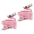 MFish 2-Pack 240W 4-in-1 Multi Charging Cable, Pink+Pink, 6.6FT | Carrying Case, USB-A & USB-C to USB-C/Lightning, For iPhone 17/16/15/14, MacBook, iPad, Laptop, Samsung S25/S24 - color: Pink+Pink, size: 2-Pack 6.6FT