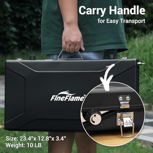 FineFlame Camping Stove, Propane Portable Camp Stove, 20400BTU-3Burners - color: Black-3 burner+griddle-20400BTU