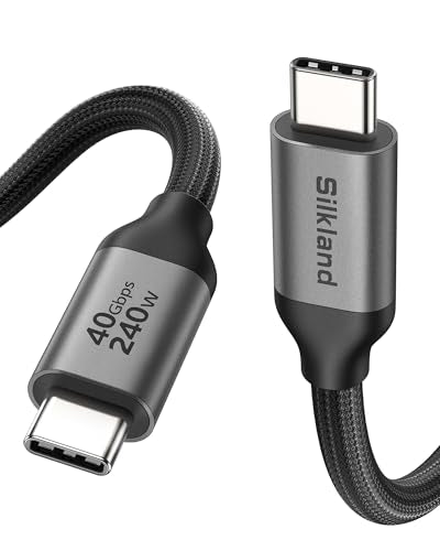 Silkland 40Gbps USB 4 for Thunderbolt 4 Cable 6.6FT, 8K/Dual 4K, 240W PD3.1 | 4K@240Hz, MST Support, Braided USB C Video Cable Compatible for MacBook, iPhone 17/16, Monitor, SSD, iPad, Dock - size: 6.6FT