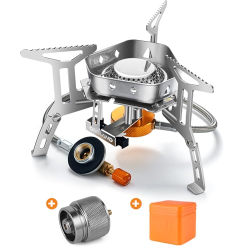 Odoland 3500W/6800W Windproof Camp Stove Camping Gas Stove with Fuel Canister Adapter, Piezo Ignition, Carry Case, Portable Collapsible Stove Burner for Outdoor Backpacking Hiking and Picnic - style: 3500W
