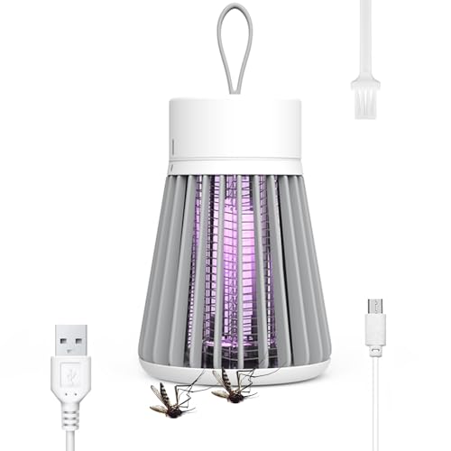 Portable Bug Zapper, Rechargeable Mosquito Zapper for Camping, Hanging UV Insect Trap with Electric Grid, USB Powered Fly Killer for Indoor Outdoor, Patio, Backyard, Bedroom, Kitchen
