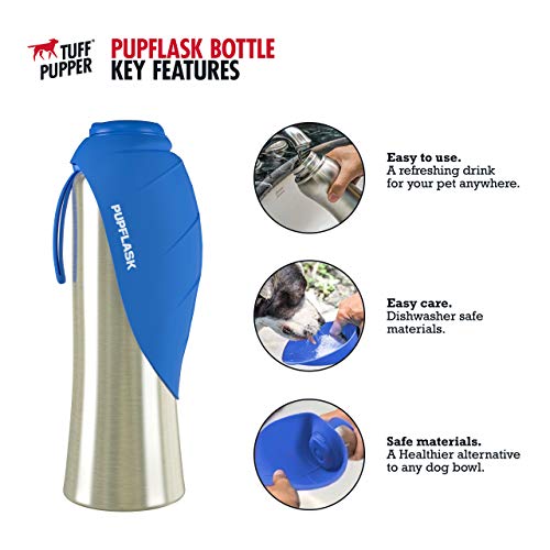 PupFlask Large Dog Water Bottle, Portable Stainless Steel Travel Bowl - color: Nebulas Blue, size: 40 Ounce