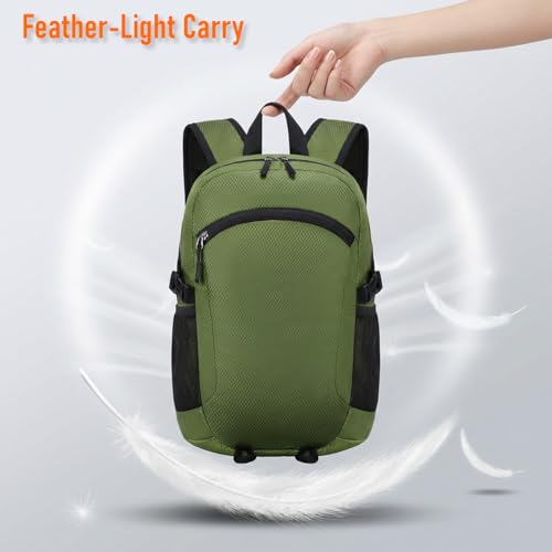 Lightweight Hiking Backpack 18L Packable Foldable Small Daypack Collapsible Travel Bag Water-Resistant for Women Men (Green) - color: Green, size: Small