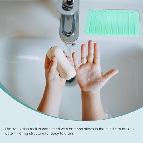 uxcell 2 Pcs Self Draining Silicone Soap Dish, Soap Tray with Drainage for Bathroom Shower Kitchen Sink, 4.5" x 3.1" x 0.4", Mint Green - color: Mint Green