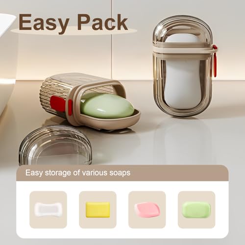 Travel Soap Case Portable Set of 2 - Leakresistant and Waterproof Small Soap Containers with Lid for Bathroom, Shower, Gym, or Travel - Efficient Drainage Design Keeps Soap Dry and Secure