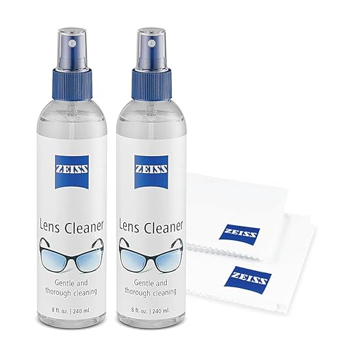 ZEISS Lens Care Pack – 2x 8oz Streak-Free Lens Spray and Microfiber Cloths for Eyeglasses and Optics - size: 8 Fl Oz (Pack of 2)