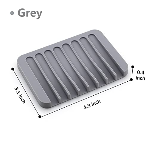 4PCS Self Draining Soap Holder, Premium Silicone Soap Dish, Waterfall Drainer Soap Saver for Bathroom, Kitchen, Bath Tub, Extend Soap Life, Keep Soap Bars Dry Easy Clean (Grey & Teal) - color: Grey & Teal