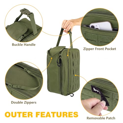 bvya Tactical Toiletry Bag Hygiene Bag Travel shower Bag EDC Utility Molle Tool Pouch Shaving Kit Bag for Men - color: Green