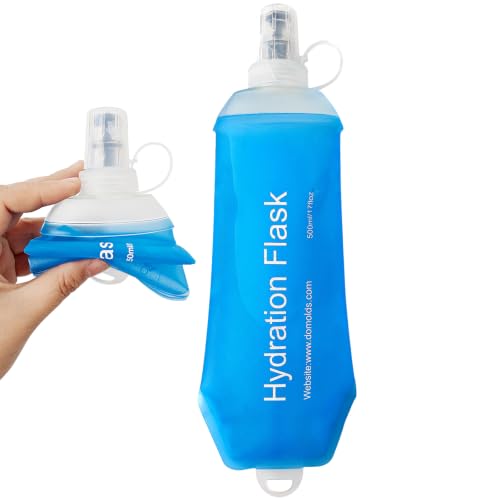 500ml Soft Flask, Shrink As You Drink Collapsible Water Bottles for Running Vest & Hydration Pack, BPA-Free Leak-Proof TPU Folding Bottle for Hiking Cycling Climbing Jogging-Blue - color: 1PCS Blue