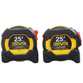 LEXIVON [2-Pack] 25Ft/7.5m Tape Measure, DuaLock & AutoLock | 1-Inch Wide Blade with Nylon Coating, Matt Finish White & Yellow Dual Sided Rule Print | Ft/Inch/Fractions/Metric (LX-204) - size: 2PK-25FT DuaLock & AutoLock