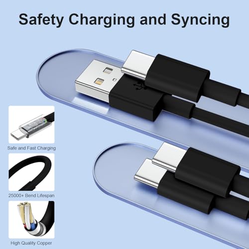 4 Pack 3/3/6/6FT 60W USB C to USB C Cable & USBA to USBC Fast Charging Cord | Car Carplay USB C Charge Cable for iPhone 17 16 15 Pro Max, Type C Cable for Samsung S26/S25, MacBook Pro/Air, iPad - Black - color: Black, size: 3ft+3ft+6ft+6ft