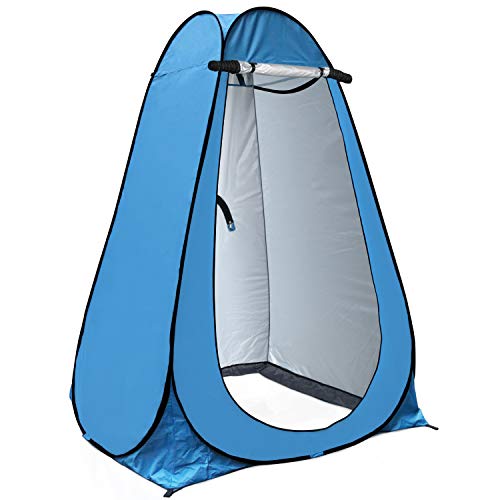 Anngrowy Pop Up Privacy Shower Tent - Portable Outdoor Camping Bathroom Toilet Changing Dressing Room - UPF40+ Waterproof - color: Blue