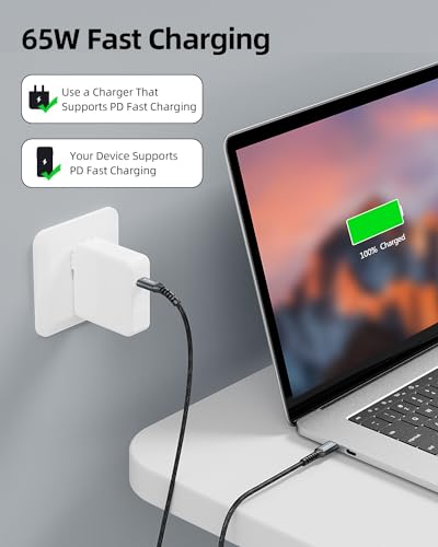 USB C to USB C Cable, 6FT 3 Pack, C to C Cable Fast Charging 65W Cord - color: Black, size: 6FT