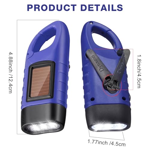 Mudder 4 Pack Hand Crank Solar Flashlight LED Emergency,Green, Blue - color: Green, Blue
