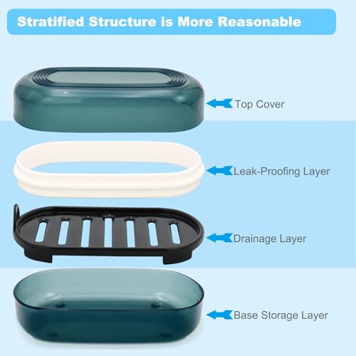 Travel Soap Container, Bar Soap Holder, Portable Soap Case, Soap Dish with Lid for Traveling, Camping, Gym, Bathroom (Blue Style-1) - color: Blue Style-1