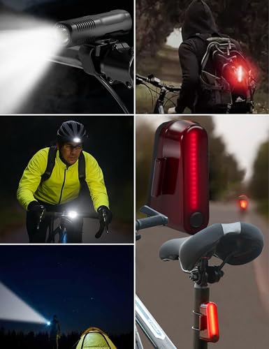 902LM Bike Lights Front and Back, USB-C Rechargeable Bicycle Light Set | 8+5 Modes for Night Riding, 97 m Beam, Water-Resistant Aluminum Headlight, Quick Mount for Road Mountain Commuter E-bikes