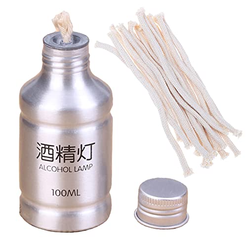 Portable Alcohol Burner Lamp Case 100ml Aluminum Alloy Stoves Alcohol Lamp for Outdoor Hiking Picnic Lab Equipment - 1Pack Silver Alcohol Stove with 10pcs Cotton Wicks - size: Silver 1Pcs + 10Pcs wicks
