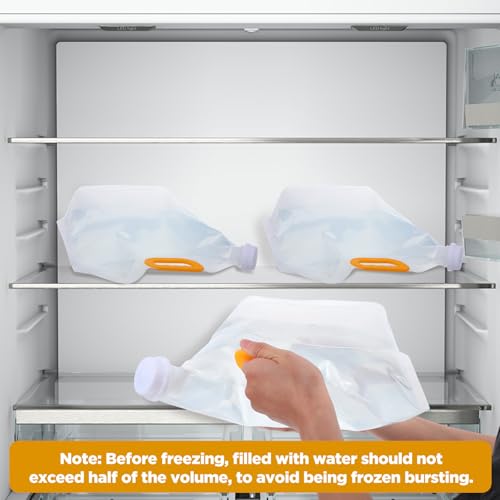 20 Pcs 1.3 Gallon Foldable Water Storage Bag, Clear Premium BPA Free Food Grade Container, Foldable Freezable No-Leak Pouch for Outdoor Sport Camping Hiking Backpack Emergency