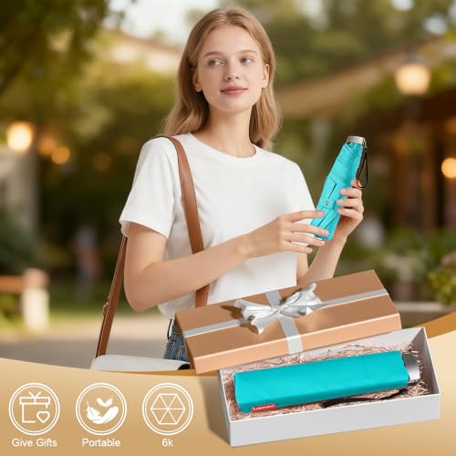 Lejorain Travel Umbrella Compact Flat Small Folding Windproof Lightweight for Women Men - color: 10.Lake Green