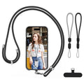 Cell Phone Lanyard, Crossbody Phone Lanyard Adjustable Neck Strap and 2 Pack Phone Wrist Strap with Phone Tether Patches for Most Smartphones-2Black+Grey - color: Black