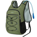 BOVIP Lightweight Hydration Back,15L Multipurpose Hiking Backpack with 1.5L Water Bladder ,Hydro Water Daypack for Cycling Hiking Rave for Men Women - size: Green