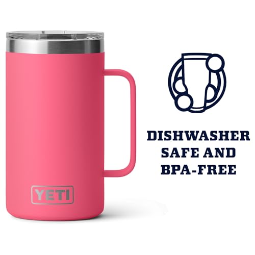 YETI Rambler 24 oz Mug, Vacuum Insulated, Stainless Steel with MagSlider Lid - color: Tropical Pink