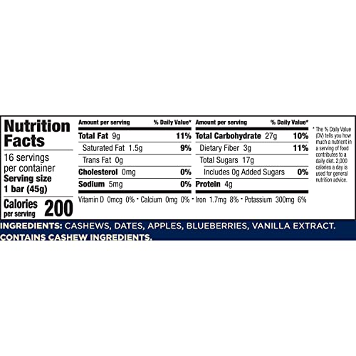 Larabar Blueberry Muffin Fruit and Nut Bars, Gluten Free and Vegan, 25.6 oz, 16 Ct (Pack of 4) - size: 16 Count (Pack of 4)