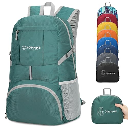 ZOMAKE Lightweight Packable Backpack 35L, Water Resistant Foldable Day Pack | Collapsible Hiking Backpacks, Compact Folding Daypack for Travel Camping, Everyday Carry, Multi-Pocket Layout(Army Green) - color: Army Green