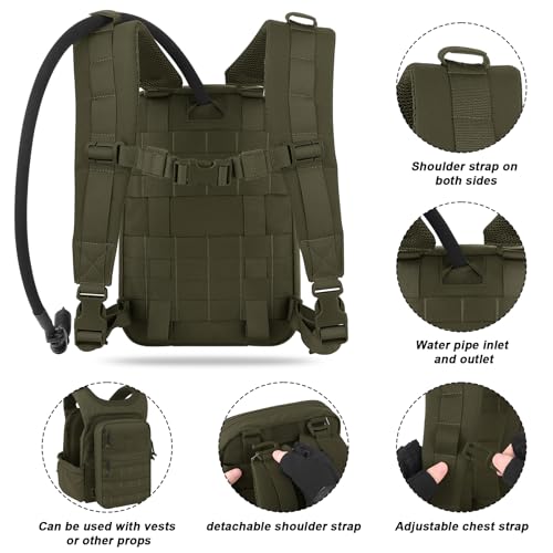 Tactical Molle Hydration Pack for 1.5L - Lightweight Water Reservoir Bag for Molle Vest Backpack, for Hiking, Hunting - color: RG