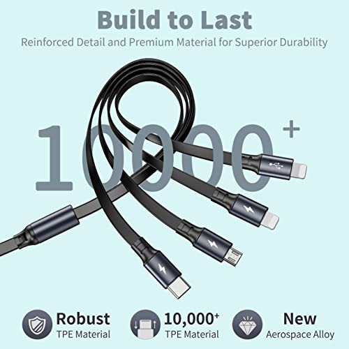 4 in 1 Multi Charging Cable, Retractable Multi Fast Charger Cable | [2Pack, 4Ft] with Type C/Micro USB Ports for Cell Phones/IP/Galaxy/PS/Tablets/iPads - size: 4 IN 1:2PACK
