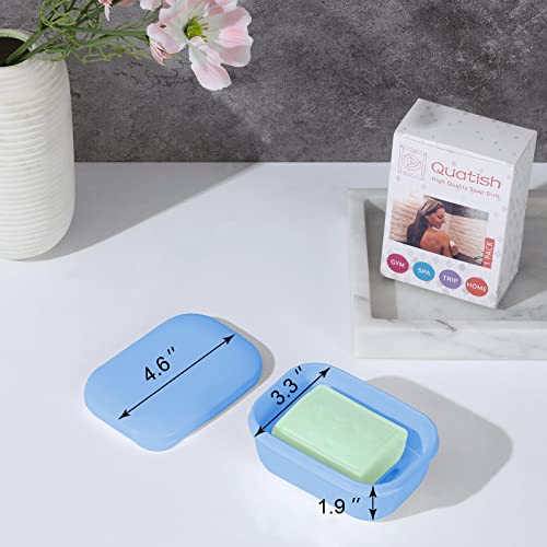 Quatish Leakproof Soap Dish with Lid & Draining Layer, Shatterproof Travel Bar Soap Holder Case Container, Portable Travel Size Toiletries Essentials for Camping, Gym, Bathroom, Denimblue - color: Navy, size: Medium