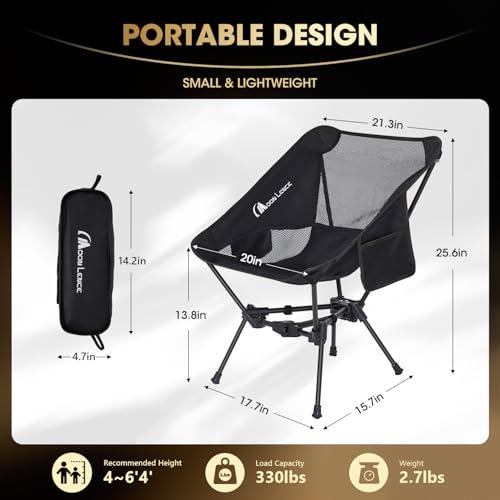 MOON LENCE Portable Camping Chair Backpacking Chair - The 4th Generation Ultralight Folding Chair - Compact, Lightweight Foldable Chairs for Hiking Mountaineering Beach - color: Orange