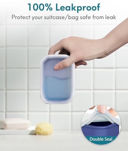 Quatish Compact Leakproof Travel Soap Case, Silicone Soap Box with Draining Layer, Enhanced Soap Container, Suitable for Camping, Gym, Bathroom, Outdoor Essentials, Blue - color: Blue, size: Regular