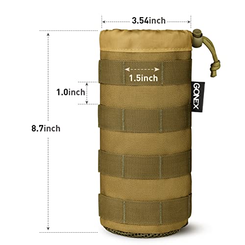 Gonex MOLLE Bottle Pouch, Drawstring Water Bottle Holder | 900D Oxford, Mesh Bottom, Fits MOLLE Packs & Vests, Flexible Height, Holds Bottles or Umbrellas - color: Tan