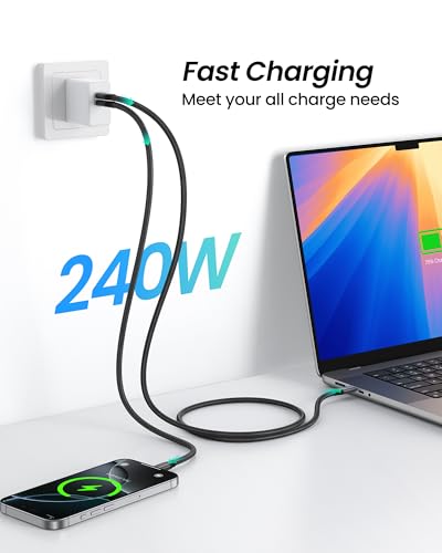 Silkland 80Gbps USB 4 for Thunderbolt 5 Cable 5FT, 120Gbps Bandwidth, 240W | up to 4K@540Hz/Dual 8K, USB-IF Certified, Braided USB C Video Cable Compatible for Thunderbolt 4, SSD, MacBook, iPhone17 - size: 5 Feet