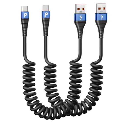 USB C Cable 3ft 2Pack Coiled USB A to USB C Charge Cord for Car, USB-C | Charging Cable Compatible with iPhone 17/16/15/Plus/Pro Max/Samsung Galaxy S20 S10 S9 S8 Plus Note 10 and Other USB C Devices - color: Blue, size: 3FT, style: USB A to USB C