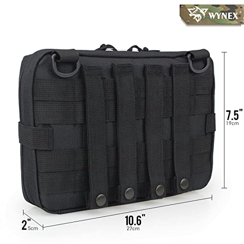 WYNEX Tactical Admin Molle Pouch, Medical EDC EMT Utility Bag Shell Design Attachment Pouches 1000D Nylon Hiking Belt Bags - color: Black (Upgraded)
