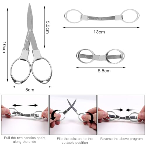 Portable Stainless Steel Folding Scissors - 2 Pack Mini Safety Scissors for Travel, Camping & Office | Compact Durable Design Meets Security Standards - color: 2pcs Silver