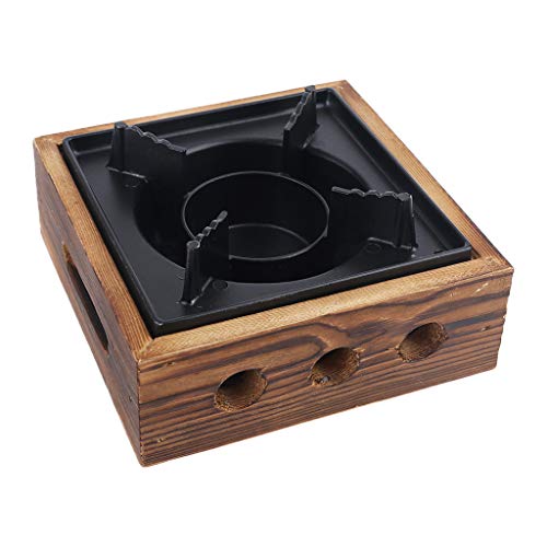 Alcohol Stove Iron & Wooden Portable Square Commercial Solid Stove Household Stove for Home Outdoor BBQ Camping