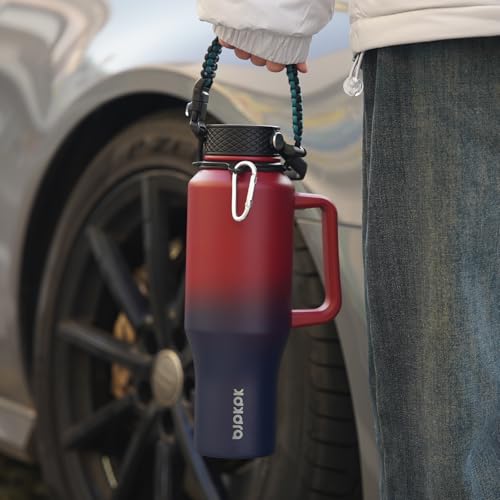 BJPKPK 23oz Insulated Water Bottle with Straw Lid, Stainless Steel Bottle - color: Charming Red, style: 23oz