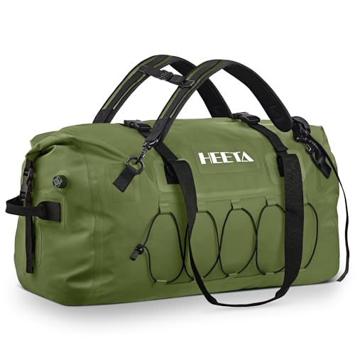 HEETA Waterproof Duffel Bag Travel Motorcycle Dry Bag Backpack 60L/80L/110L - color: Pitch Green, size: 60L