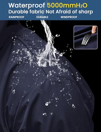 COOFANDY Men's Long Raincoat Ligtweight Rain Jacket Waterproof Outdoor Jackets with Hood - color: Navy Blue, size: XX-Large