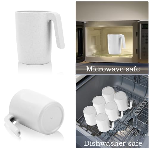 Homienly Coffee Mug Set - Wheat Straw Cups, Alternative to Plastic Coffee Cups Reusable | Unbreakable for Hot Chocolate, Tea, & Coffee | Microwave Safe, Dishwasher Safe Drinking Cups (White) - color: White, size: 16 Ounces