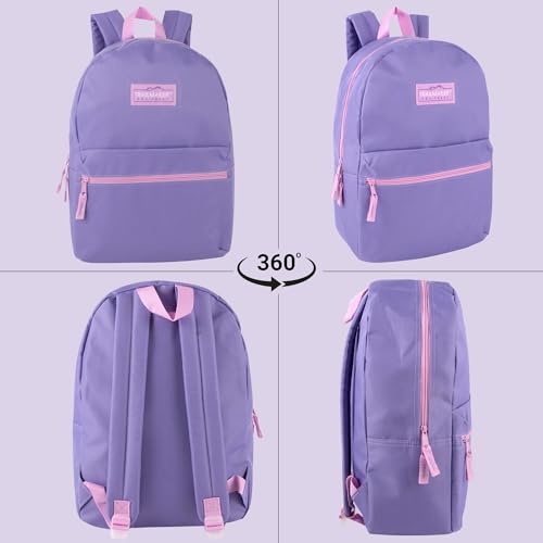 Trail maker Classic 17 inch Backpacks with Adjustable Padded Straps | School Backpacks for Girls, Boys - color: Purple