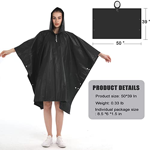 Rain Coats for Adults Man and Women- 2 Pack Waterproof Rain Ponchos Jacket with Hooded - color: Black-2 Pack
