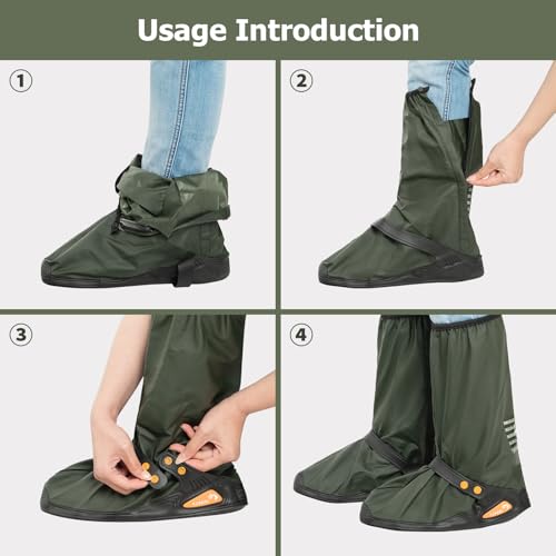 IwIeIaIrI PVC Waterproof Rain Boot Covers with Safety Reflector, Green, 2XL - color: Green, size: Extra Extra Large