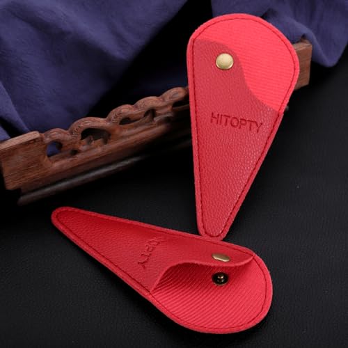2-Pack 5.3 inches Small Scissors Protective Cover | PU Leather, Compact, Ambidextrous, Scissors Case Sheath for Storing Craft Embroidery Sewing Facial Hair Shears, Red - color: red