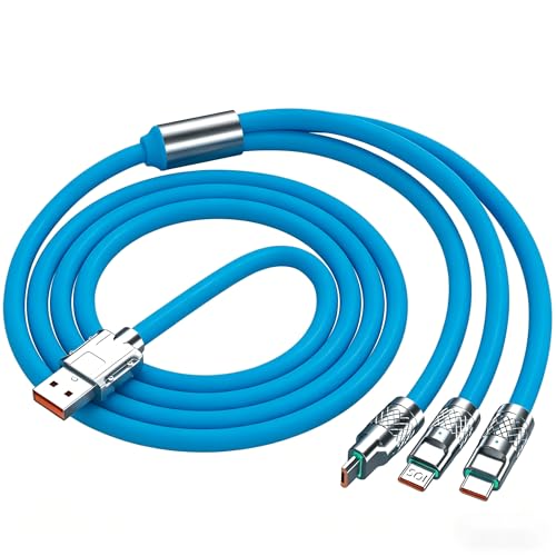 Awnuwuy 4FT Multi 3 in 1 Charging Cable Blue, 3 Port Lightning/Type-C/Micro | Multiple Charger Cable, Short Universal Charging Cable for iPad, iPhone 17/16/15/14, Samsung S26, Google, Sony PS5, Kindle - color: Sky Blue, size: 4FT