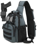 Small Tactical Holster Sling Backpack Accessories Shoulder Pouch Water Bottle & Radio Holder Crossbody Bag for Men - color: Grey Gray
